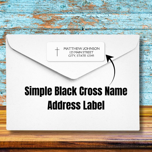 Enkel svart kors Namn Adress Returadress Etikett (Simple Black Cross Name Address Label
)