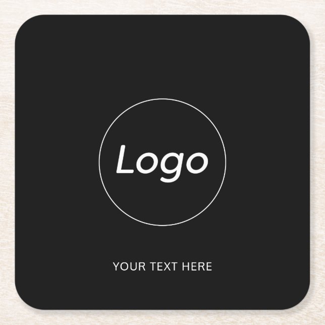 Enkel svart Logotyp Underlägg Papper Kvadrat (Framsidan)