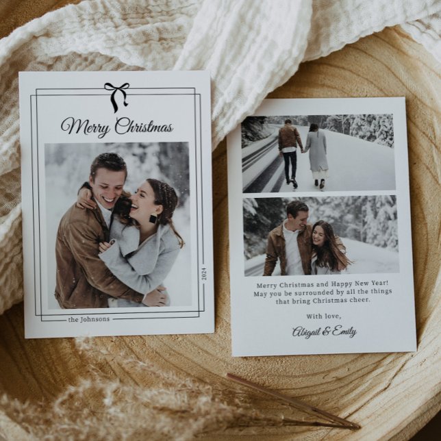 Enkel, svart, minimalistisk fotojul julkort (Skapare uppladdad)