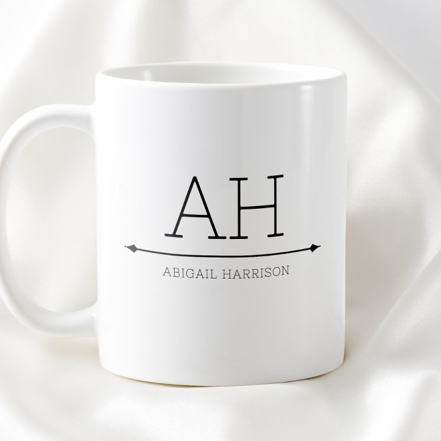 Enkel svart minimalistisk modern initialer monogra kaffemugg (Simple Black Minimalist Modern Initials Monogram Coffee Mug)