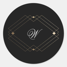 Enkel Svart Modern Geometrisk Guld Bröllop Runt Klistermärke