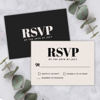 Enkel Svart Modern Minimalistisk Bröllops-RSVP