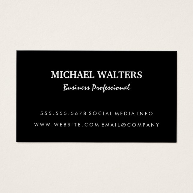 Enkel svart | Modern Visitkort (Framsidan)
