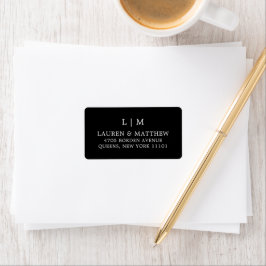 Enkel svart monogram elegant bröllop adressetikett
