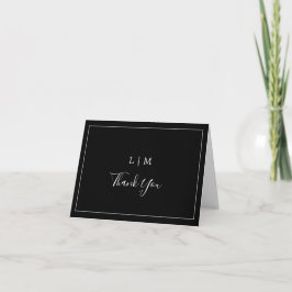 Enkel svart monogram elegant bröllop tack kort