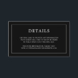 Enkel svart monogram elegant bröllop tilläggskort<br><div class="desc">Enkel liten infogningskort för bröllop med modern men ändå elegant design med dina detaljer omgivna av en tunn ram och ditt monogram på baksidan. Alla designelement är vita på en svart bakgrund och kan ändras i designverktyget. En chic och stilren design som passar perfekt för ett minimalistiskt par. Använd dessa...</div>