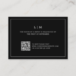 Enkel svart Monogram QR-kod Elegant bröllop OSA Anteckningskort