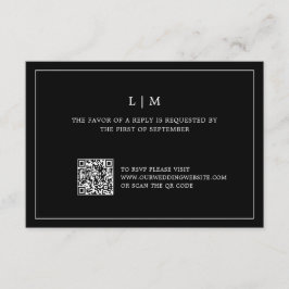 Enkel svart monogram QR-kod Elegant bröllop OSA Kort