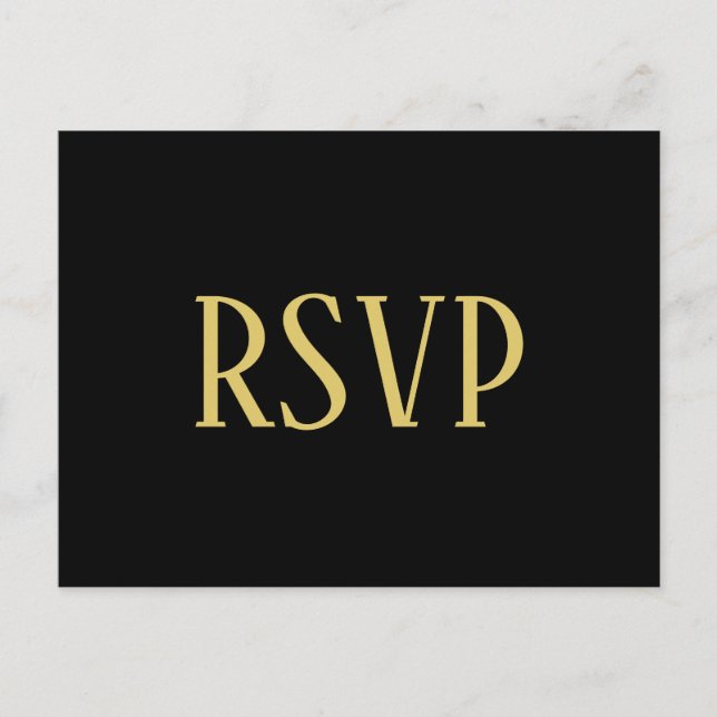 Enkel svart och guld design - RSVP vykort (Framsida)