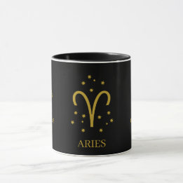 Enkel svart och guld Väduren Zodiak Kaffe Mugg