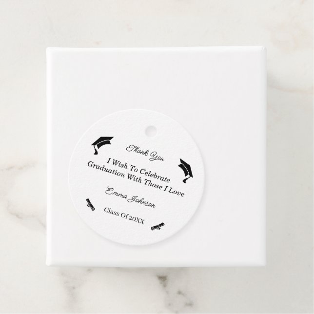 Enkel svart och vit anpassad Studenten Gåvor Etiketter (På plats)