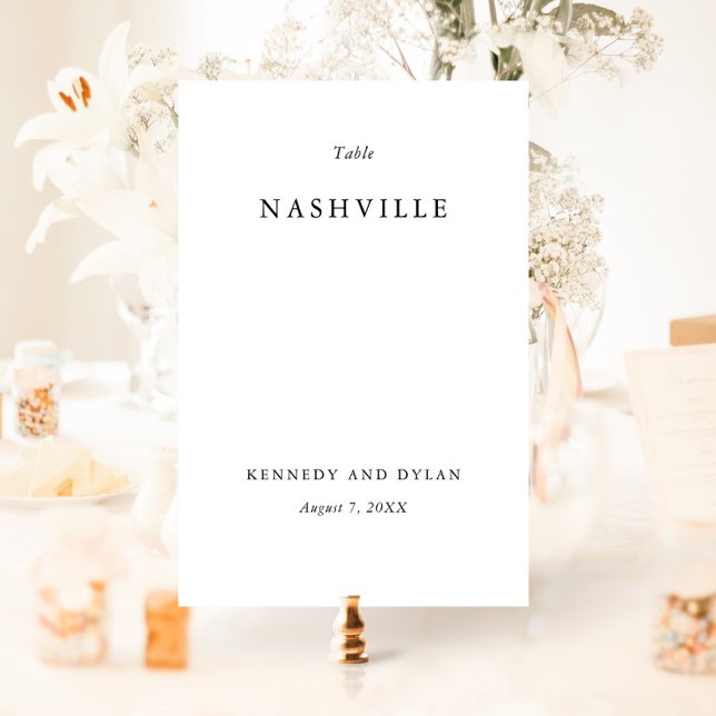 Enkel svart och vit Bröllop Bordsnummer (Simple elegant typography wedding table number cards.)