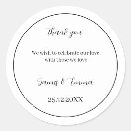 Enkel svart och vit Bröllop Runt Klistermärke