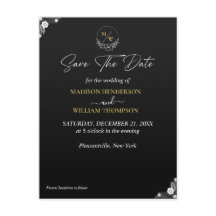 Enkel svart och vit Bröllop spara datum