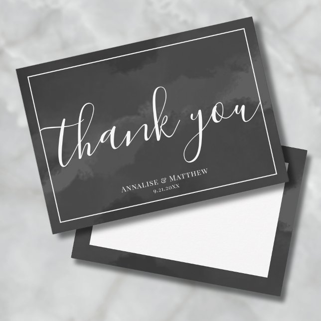 Enkel svart och vit Bröllop Tack Kort (Simple Black And White Wedding Thank You Card)