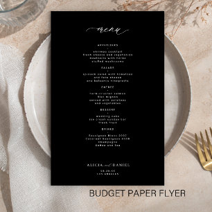 Enkel svart och vit bröllopsmeny på en budget flygblad