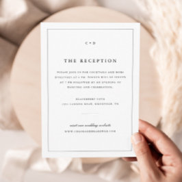 Enkel svart och vit bröllopsmonogrammottagning  tilläggskort