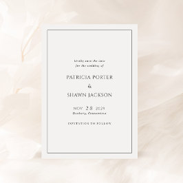 Enkel svart och vit Elegant bröllop Spara Datumet