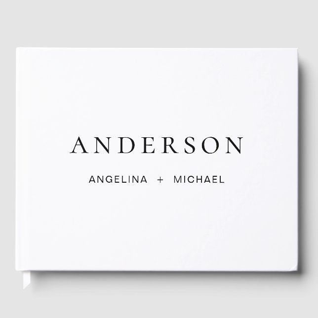 Enkel svart och vit Elegant Photo Bröllop Gästböcker (Framsida)