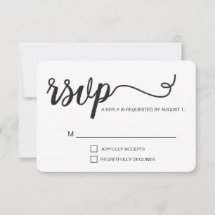 Enkel svart och vit elegant RSVP-manus OSA Kort