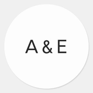 Enkel svart och vit et-tecken-monogram-hjälp för b runt klistermärke