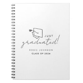 Enkel svart och vit examen anteckningsbok