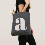 Enkel svart och vit fet retro monogram initial tygkasse<br><div class="desc">Enkel svart och vit fet retro monogram initial toteväska</div>
