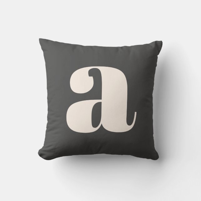 Enkel svart och vit fet retro Monogram initialt Kudde (Framsida)