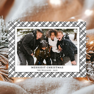 Enkel svart och vit fotopaus jul julkort