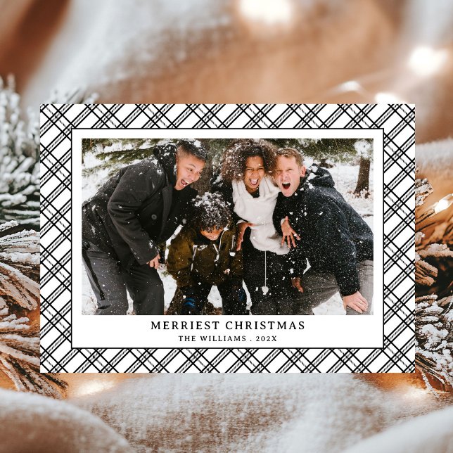 Enkel svart och vit fotopaus jul julkort (Skapare uppladdad)