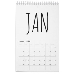 Enkel svart och vit handskrift kalender