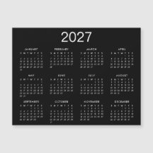 Enkel svart och vit kalender för 2025