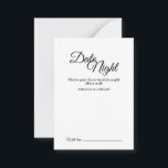 Enkel svart och vit kalligrafi Datum natt Rådkort<br><div class="desc">Detta enkla svarta och vita kalligrafkort för nattrådgivning ger en lyx för eleganten,  men en modern känsla både för ett minimalistiskt och mer traditionellt eller formellt bröllop. Avslappnadens kalligrafi ger en antika känsla,  medan utformningen av klassens neutralt kan kombineras med alla unika aspekter av giftermål firande.</div>