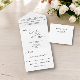 Enkel svart och vit kalligrafi Elegant bröllop