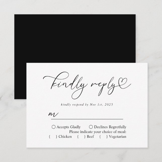 Enkel svart och vit kalligrafi för svar (Fram/baksida)