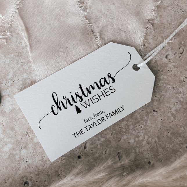 Enkel svart och vit kalligrafi - jul presentetikett (Skapare uppladdad)