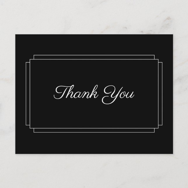 Enkel svart och vit manus-företag tack vykort (Framsida)