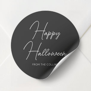 Enkel svart och vit manus Glad Halloween Runt Klistermärke