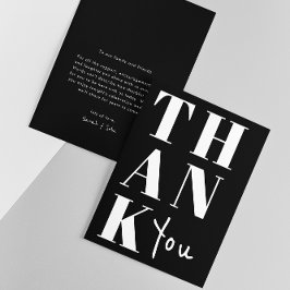 Enkel svart och vit minimalistisk djärv bröllop tack kort