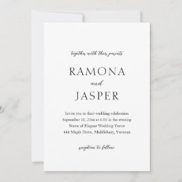 Enkel svart och vit modern Bröllop i fetstil Inbjudningar