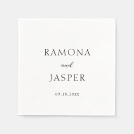 Enkel svart och vit modern Bröllop i fetstil Pappersservett