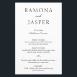 Enkel svart och vit modern Bröllop-meny<br><div class="desc">Elegant bröllop-menyn med enkel och minimal design. En klassisk layout med stora bokstäver i namn för en modern vändning till detta traditionella stil. Den här svarta och vita designen kan ändras till valfri färg i designredigeringsverktyget i verktyg. En bröllop-meny som är perfekt för ett formellt bröllop.</div>