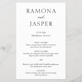 Enkel svart och vit modern Bröllop-meny Flygblad
