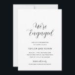 Enkel svart och vit modern Förlovningsfest Inbjudningar<br><div class="desc">Contemporaryns svartvitt-inbjudningar med en enkel och minimalistisk layout med "Vi är engagerade" i ett kalligrafiskt skript för elegant. En modern utformning som passar bra med vilken stil av förlovningsfesten som helst.</div>
