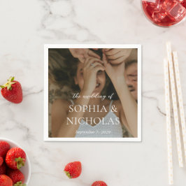 Enkel svart och vit modern foto Bröllop Pappersservett