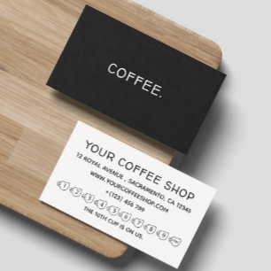 Enkel svart och vit modern kaffekammare visitkort