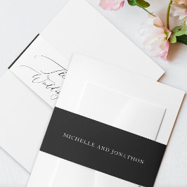 Enkel svart och vit modern kalligrafi Bröllop Band För Inbjudningskort