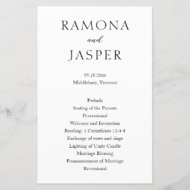 Enkel svart och vit modern vigselprogram med fetst