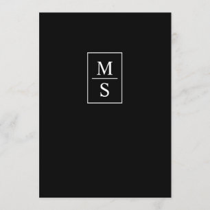 Enkel svart och vit monogram bröllops- inbjudningar