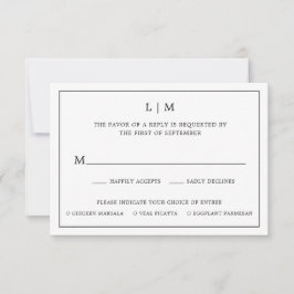 Enkel svart och vit Monogram Elegant bröllop OSA Kort